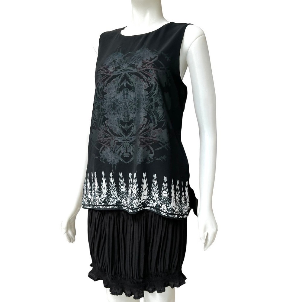 Kenneth Cole NY Black Layered Chiffon Top Small Office Siren Dark Fairy Capsule - Picture 5 of 17